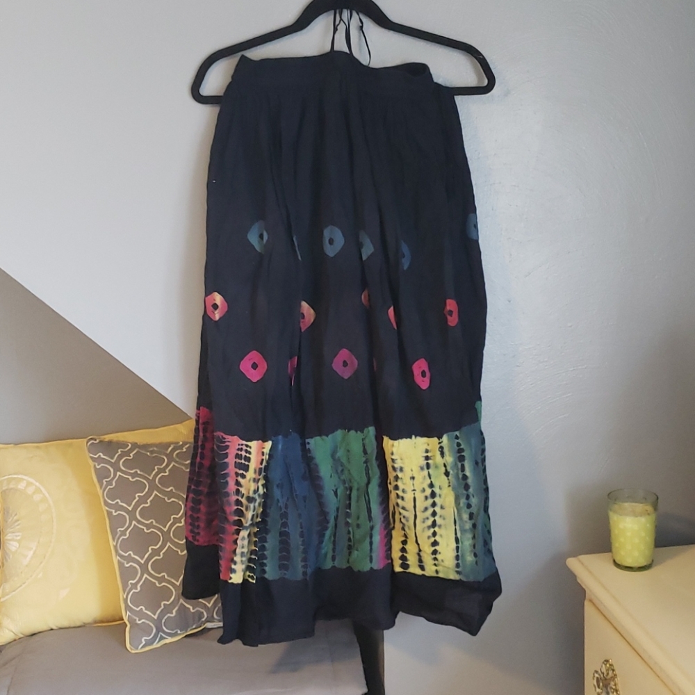 Tye dyed patterned maxi skirt